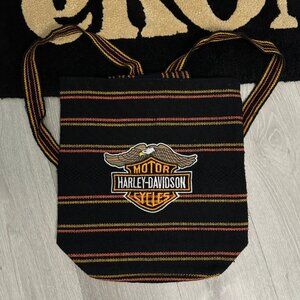 Vintage Harley Davidson Boho Embroidered Stripe Backpack Bag